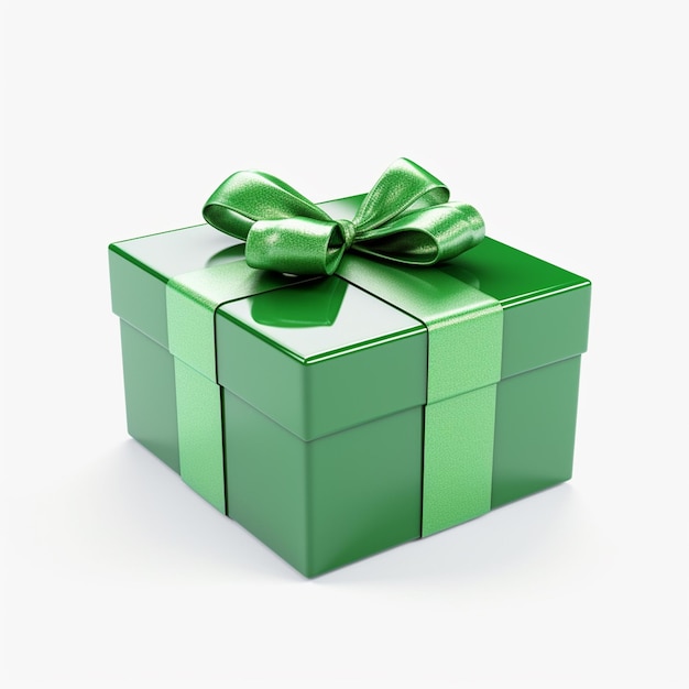 caja de regalos con lazo verde