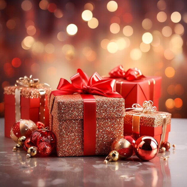 Caja de regalos de Navidad con bolas de Navidad