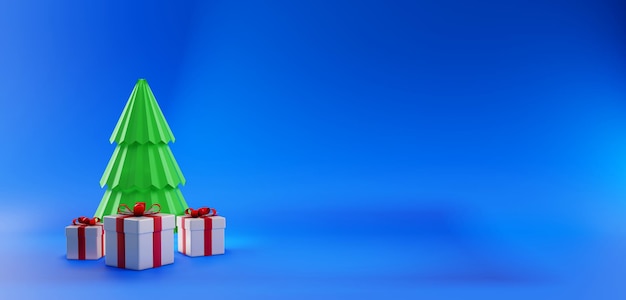 Caja de regalos para la promoción de descuento de venta de Navidad con espacio de copia Diseño de banner de venta de renderizado 3D