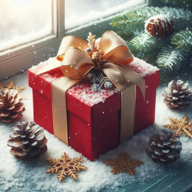 Foto caja de regalos sorpresa roja amor día de san valentín navidad y año nuevo