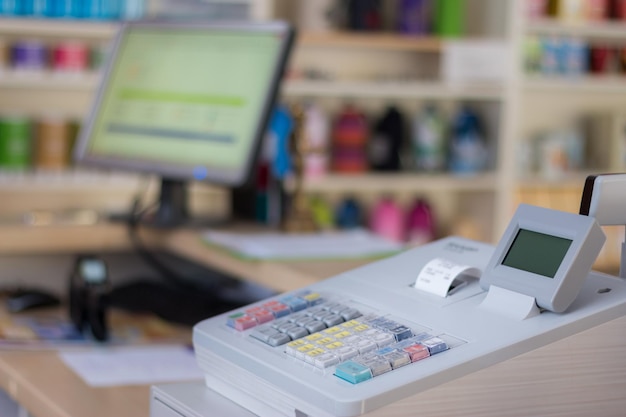 Caja registradora en una copia de la tienda