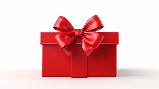 Caja roja abierta o caja de regalo con cinta roja sobre un fondo blanco