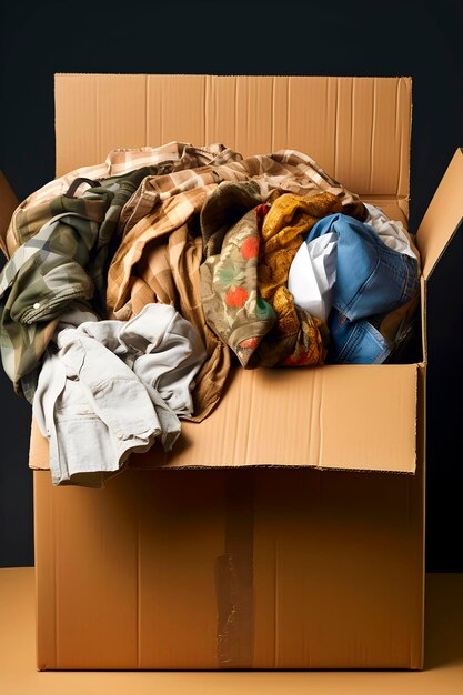 Foto caja de ropa para reciclar concepto de moda rápida generado por la ia