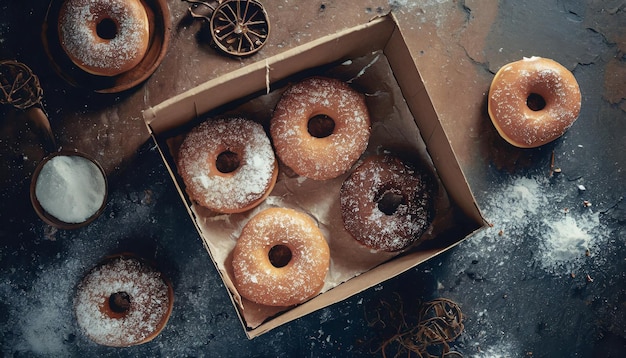 caja de rosquillas en la cabeza