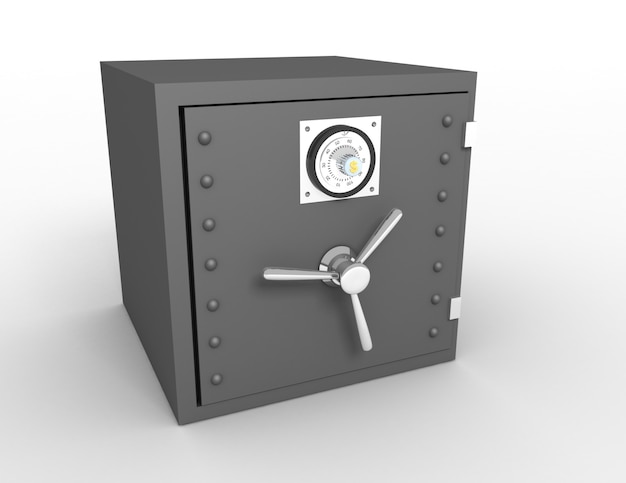 Caja de seguridad 3D. Bóveda de un banco. Ilustración 3D prestados