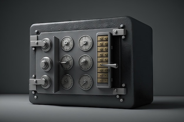 Caja de seguridad con cerradura de combinación en pared gris creada con ai generativo
