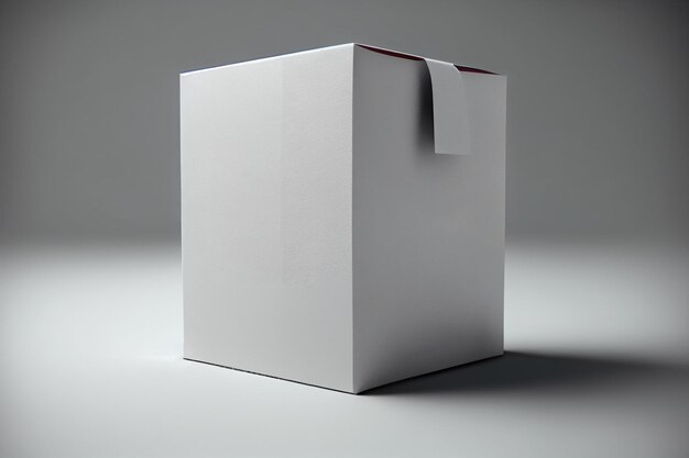 Foto caja para su maqueta de diseño y logotipo sobre fondo gris generado por ia