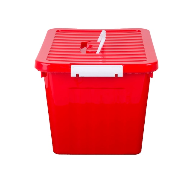 Caja con tapa plástica roja