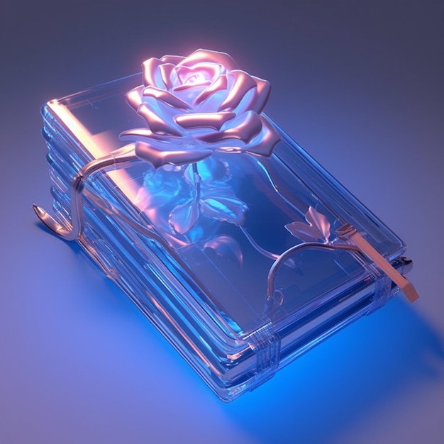 Una caja transparente con una rosa