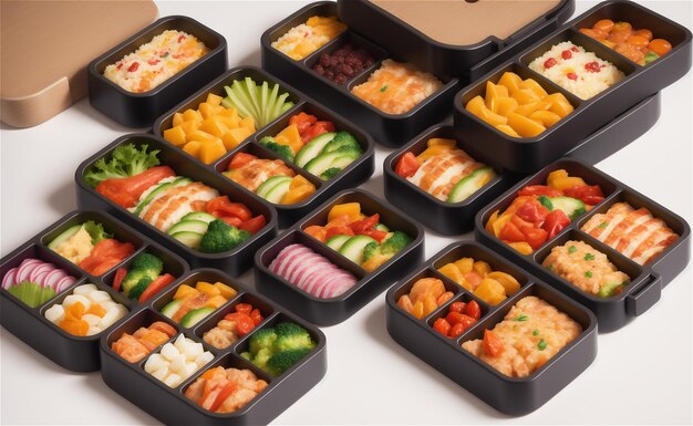Cajas bento japonesas Makunouchi de lujo con fideos de arroz con verduras