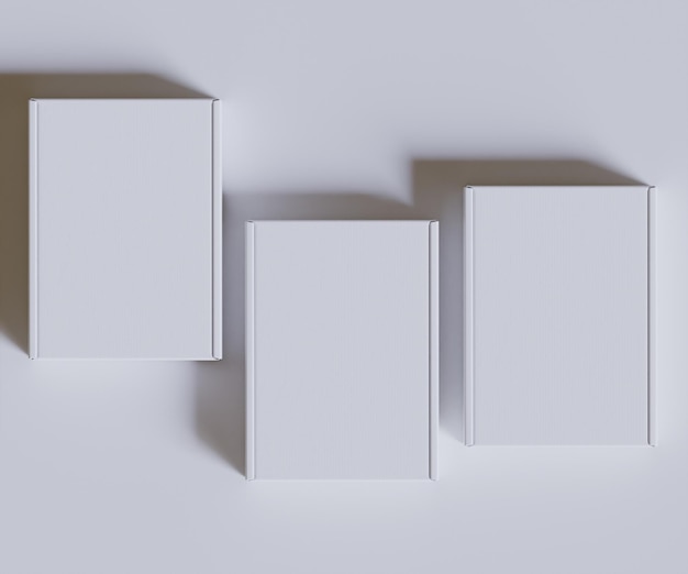 Cajas de cartón blancas para regalos Ilustración de renderizado en 3D