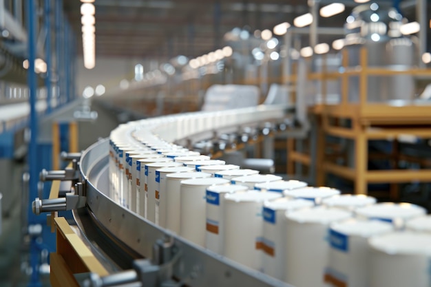 Foto cajas de embalaje de leche en transportadores de rodillos para la venta