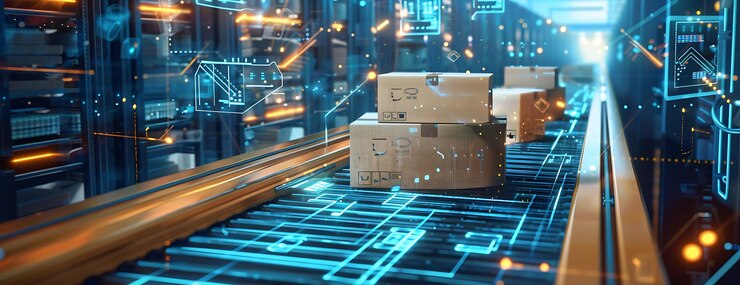 Foto cajas en una plataforma con las letras e en el lado