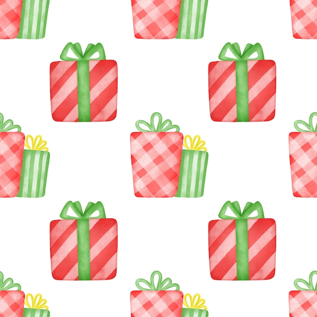 Cajas de regalo acuarela patrones sin fisuras.