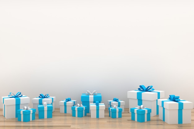 cajas de regalo azul para habitación interior