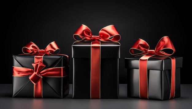 Cajas de regalo con cinta en concepto navideño generadas por IA