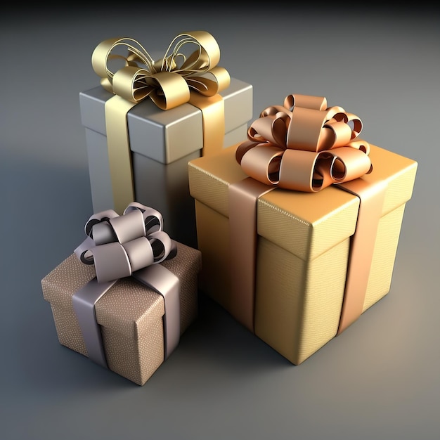 Cajas de regalo diseño realista ilustración 3d