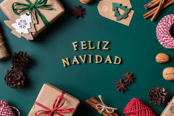 Foto cajas de regalo ecológicas hechas a mano de concepto de navidad