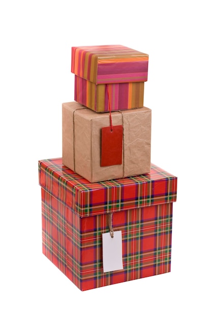 Cajas de regalo con etiqueta en blanco