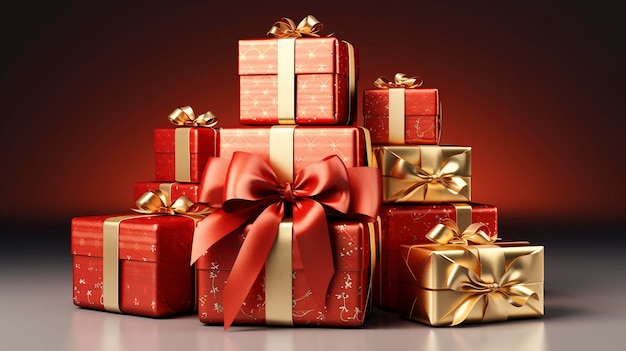 Cajas de regalo festivas con cintas