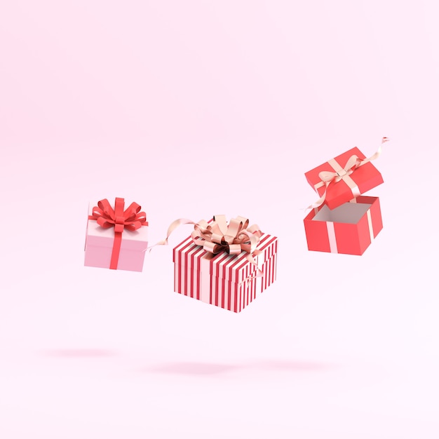 Cajas de regalo flotantes con lazos