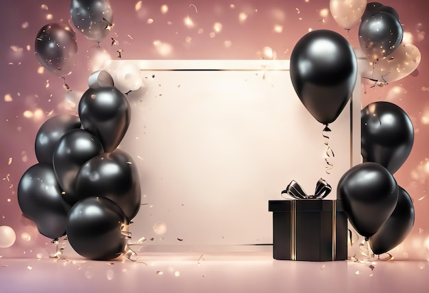 Cajas de regalo con globos en el fondo gran descuento y concepto de promoción de venta
