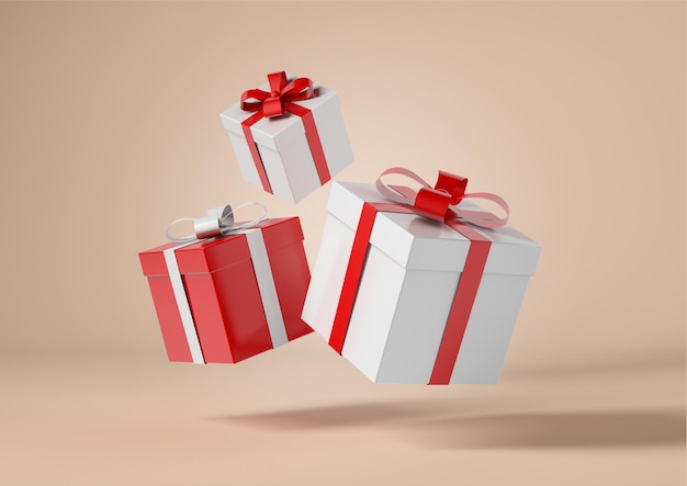 Cajas de regalo de Navidad volando, concepto de Navidad y año nuevo