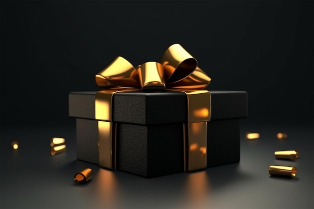 Cajas de regalo negras de lujo con cinta de oro