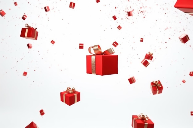 cajas de regalo voladoras rojas