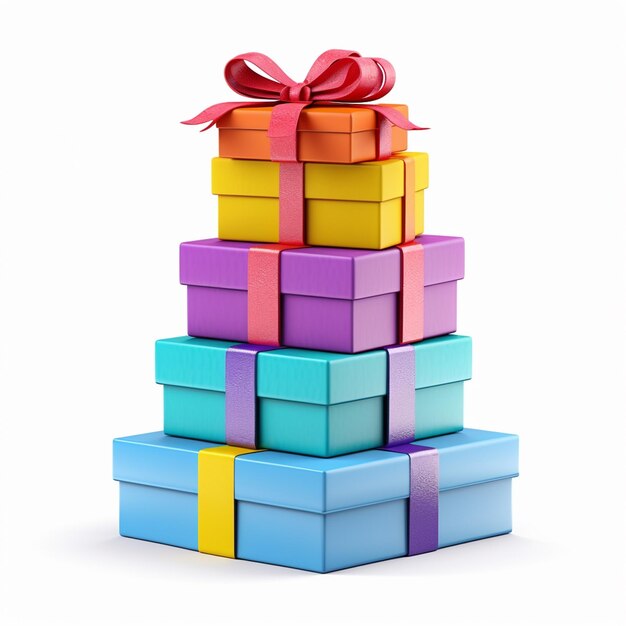 Unas cajas de regalos coloridas aisladas sobre un fondo blanco