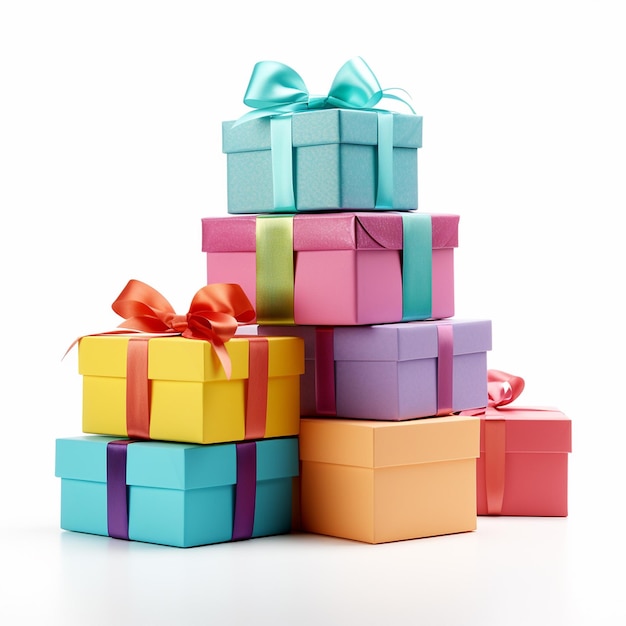 Unas cajas de regalos coloridas aisladas sobre un fondo blanco