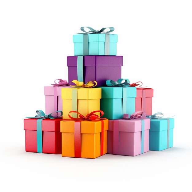 Unas cajas de regalos coloridas aisladas sobre un fondo blanco