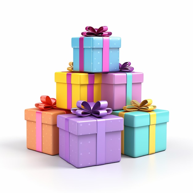 Unas cajas de regalos coloridas aisladas sobre un fondo blanco