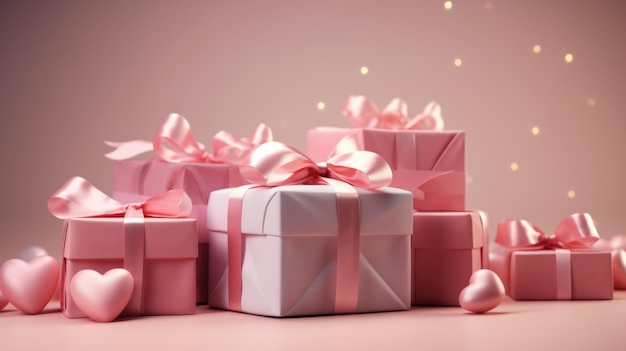 Cajas de regalos Día de San Valentín vacaciones de fondo espacio de copia compras de regalos