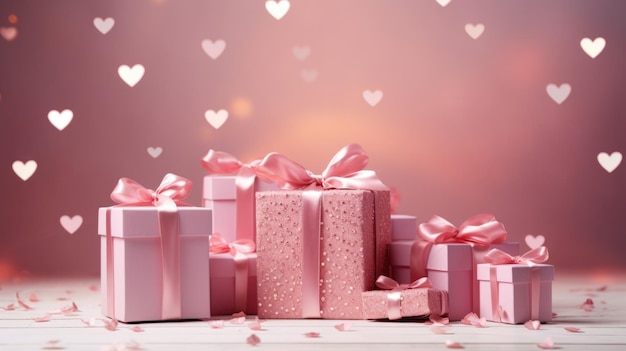 Cajas de regalos Día de San Valentín vacaciones de fondo espacio de copia compras de regalos