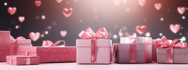 Cajas de regalos Día de San Valentín vacaciones de fondo espacio de copia compras de regalos