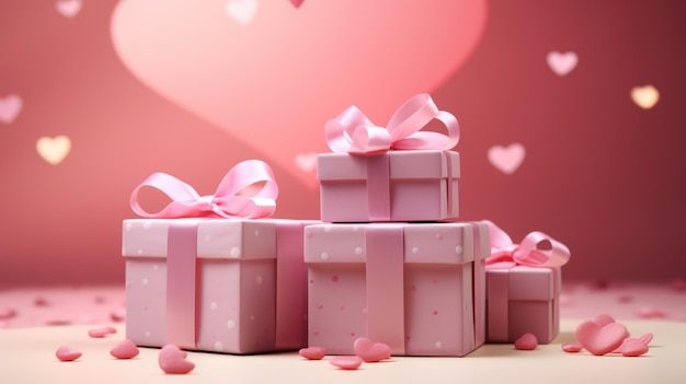 Cajas de regalos Día de San Valentín vacaciones de fondo espacio de copia compras de regalos