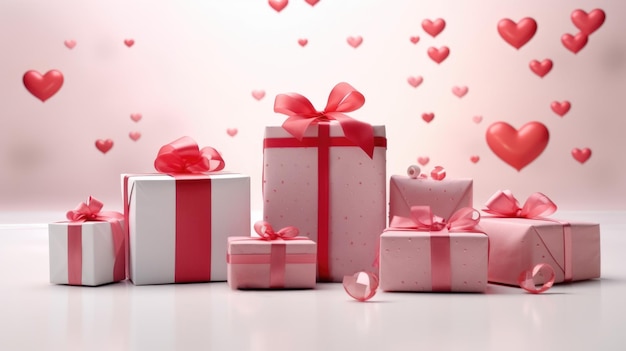 Cajas de regalos Día de San Valentín vacaciones de fondo espacio de copia compras de regalos