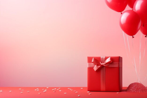 Foto cajas de regalos y globos coloridos feliz cumpleaños y navidad concepto de celebración generativo ai