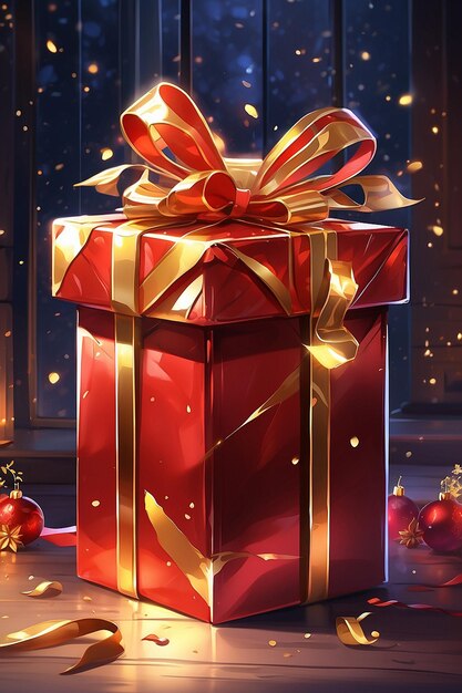 cajas de regalos de Navidad de acuarela con cinta