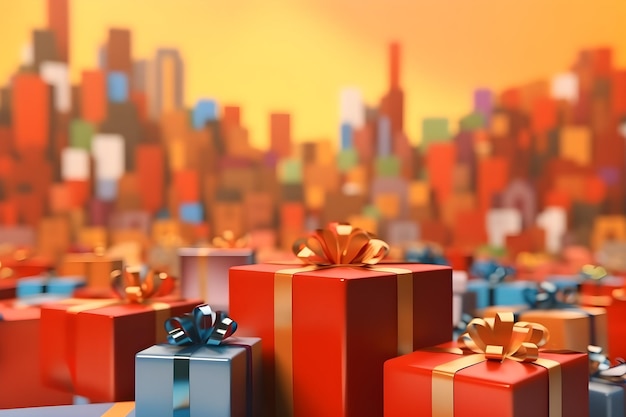 Cajas de regalos de Navidad de fondo colorido