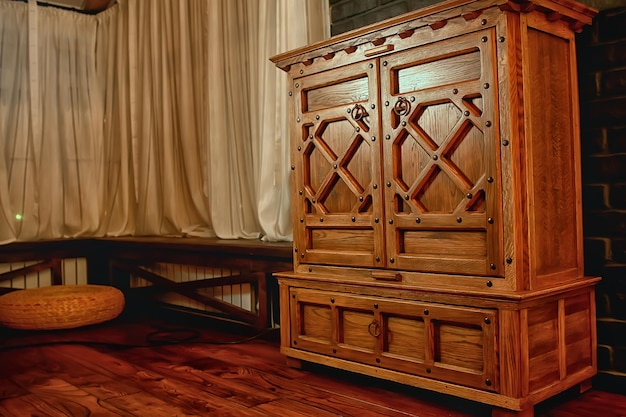 Foto cajonera de madera / hecha a mano, cajonera de roble antiguo, muebles vintage