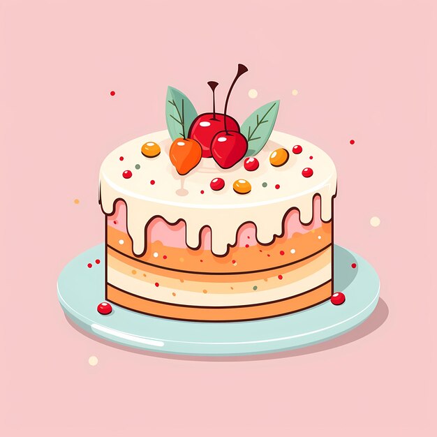 Cake Celebration Ilustração digital lúdica de KidsArtX com fundo simples