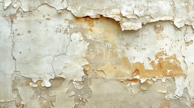 La cal vieja y desgastada se desprende de la textura de una pared de ladrillo