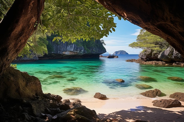 Foto una cala aislada con aguas de color esmeralda