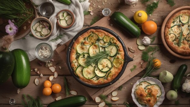 El calabacín de las verduras clafoutis