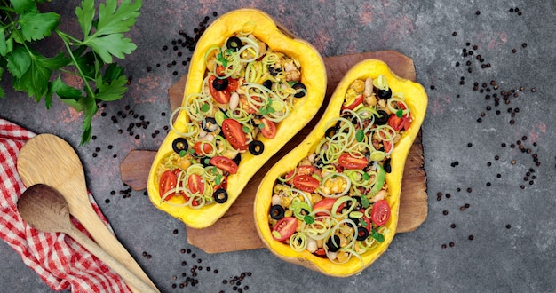 Calabaza al horno con verduras