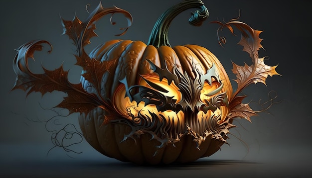 Una calabaza con alas de dragón