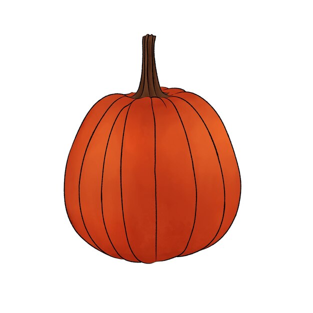 Calabaza amarilla o Cucurbita pepo ilustraciones en acuarela de frutas y verduras de otoño