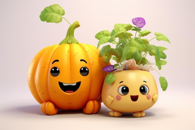 Una calabaza y una calabaza son hechas por un amigo.